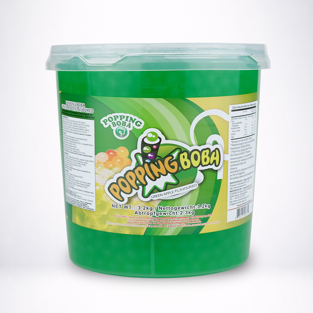 Maça Verde Popping Boba para Bubble Tea 3,2kg